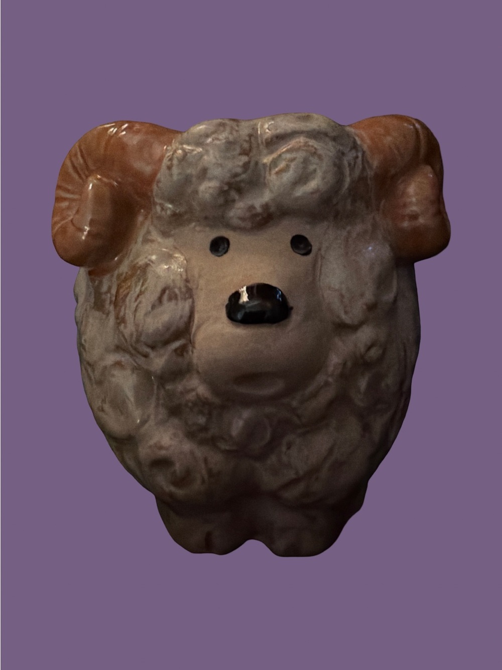 Vintage Mid-Century Ceramic Ram Planter / Novelty Mug